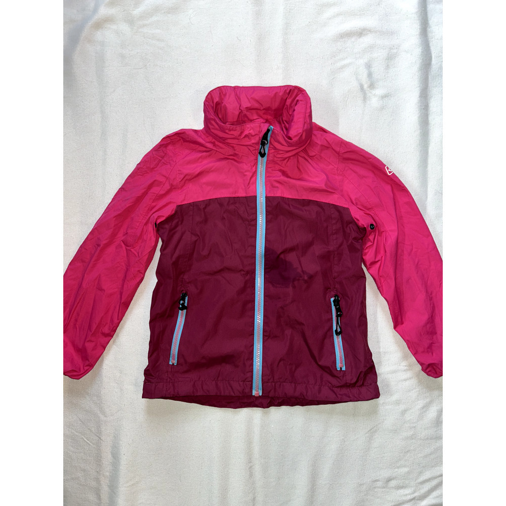Killtec Girl's Rain Jacket, Size 8, Windbreaker, Hooded, Color Block, Mesh-lined